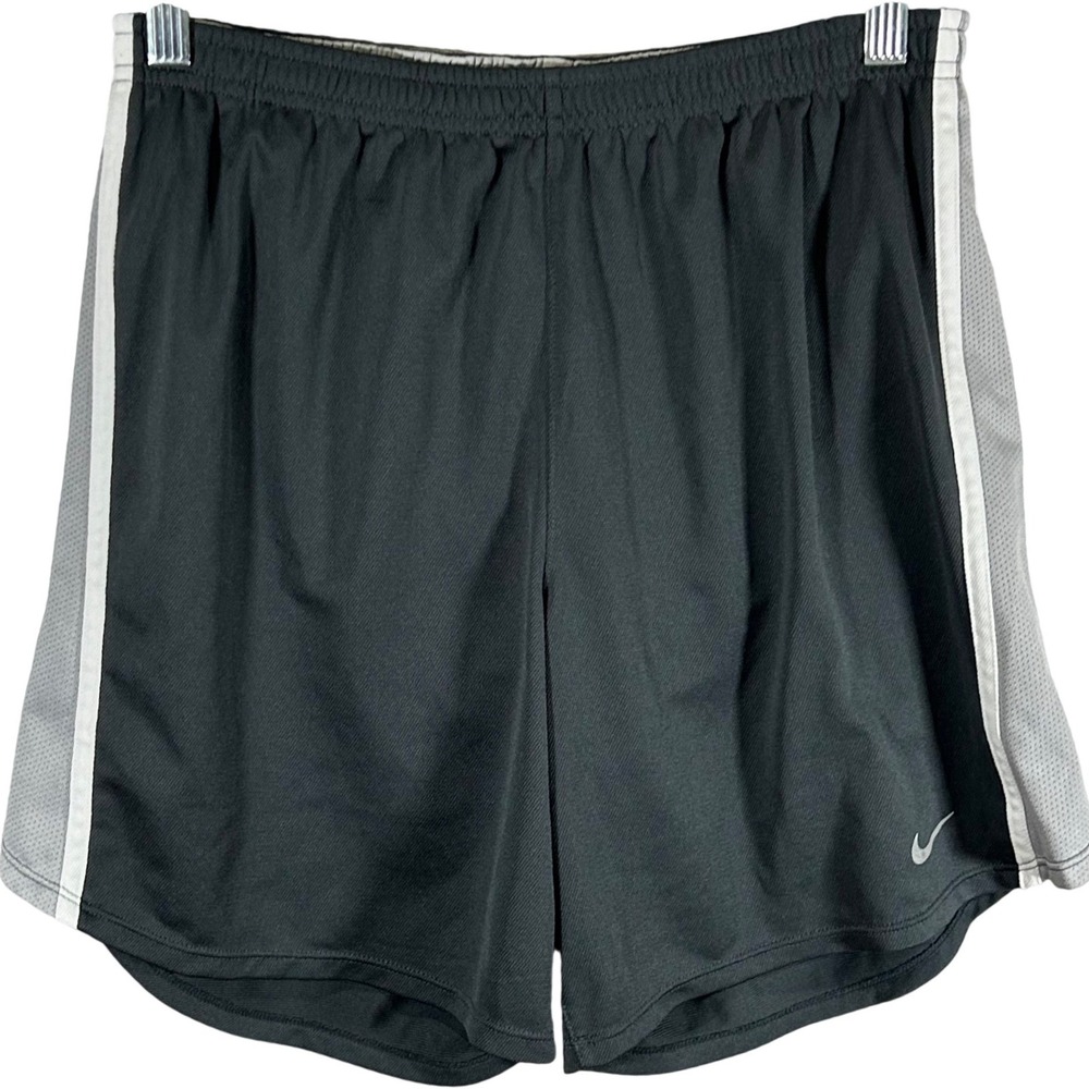 Nike FIT DRY Mens Mesh Athletic Shorts Black Grey Running Gym 352471-062 Size M